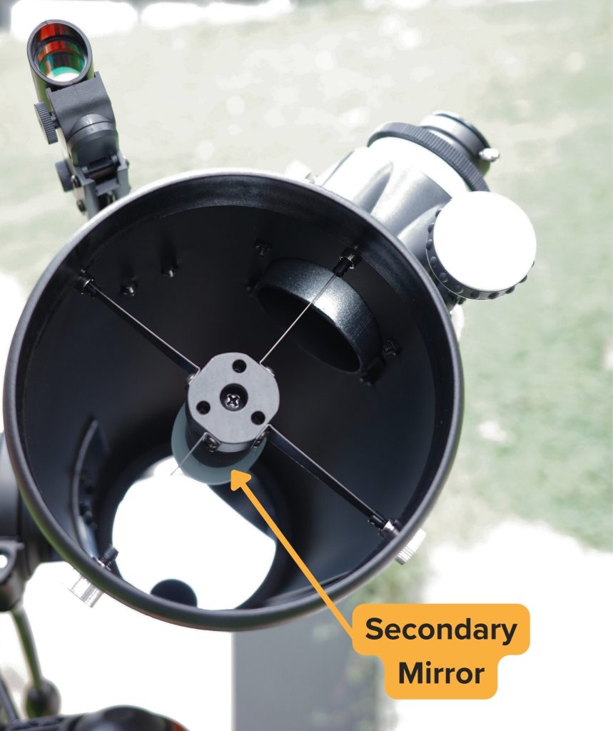 A secondary mirror acting as a central obstruction in a newtonian reflector