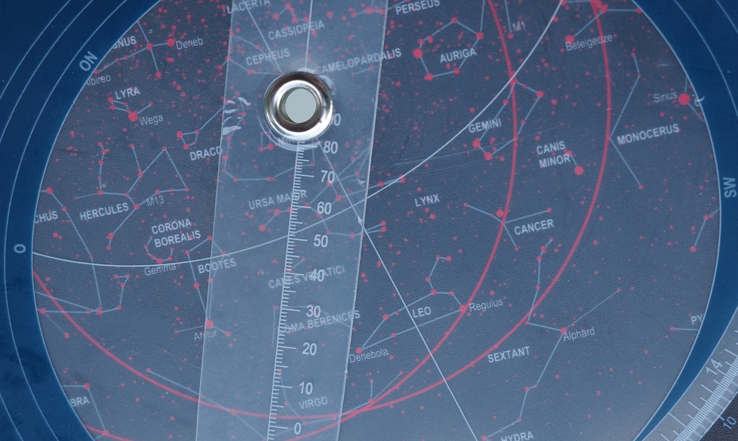 constellations marked in a planisphere