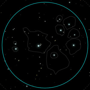 Cúmulo de estrellas de las Pléyades en campo de visión de 1,5 grados