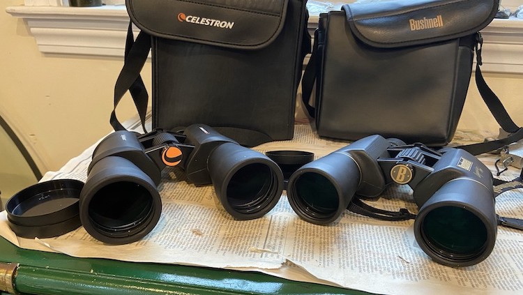 Skymaster 8x56 DX and Bushnell Legacy WP 10x50, two of our recommended best binoculars