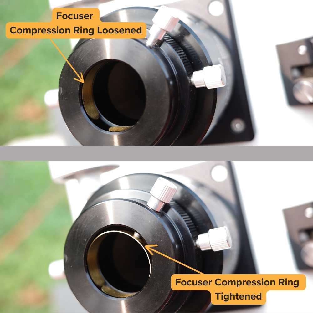 A telescope using a thumbscrew mechanism focuser