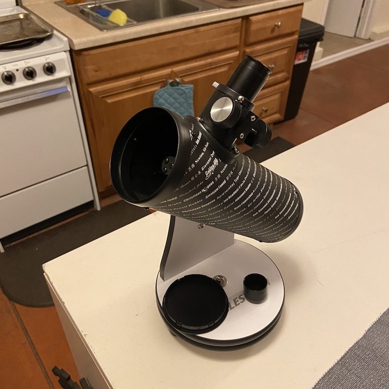 Celestron FirstScope on a table