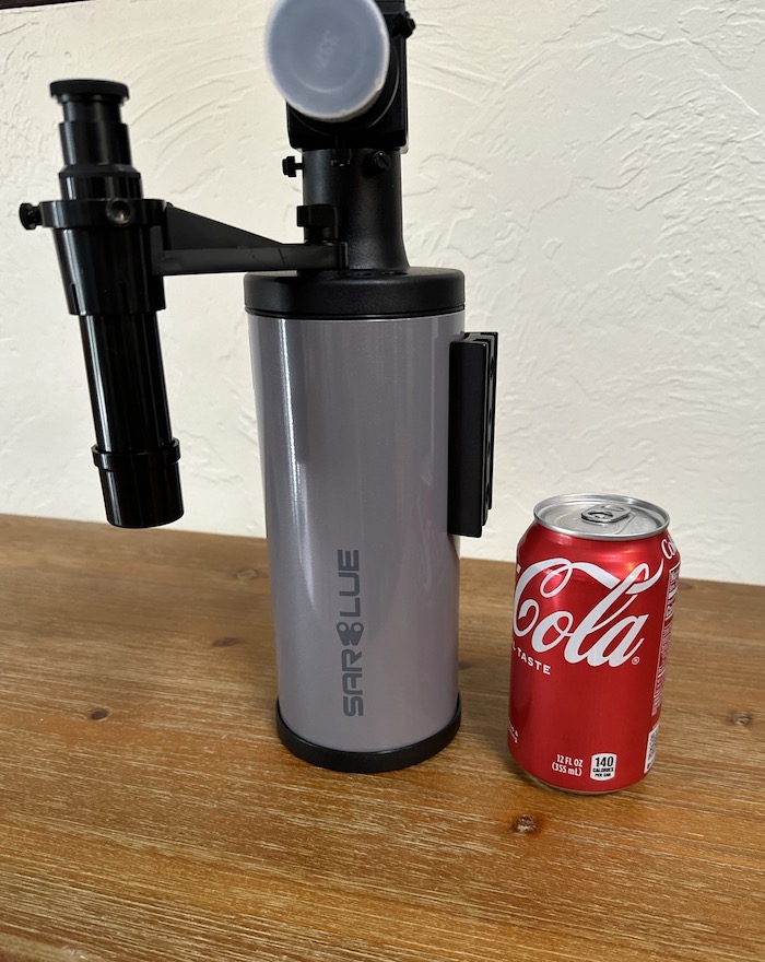 Sarblue Mak70 Optical Tube beside a coke can to compare the sizes