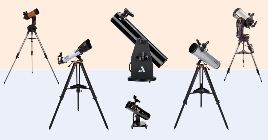 All telescope types including tabletop dobsonian, Dobsonian, Computerized Reflector, refractor, maksutov and schmidt cassegrain telescopes